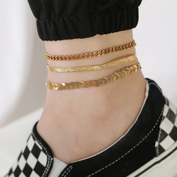 Gold Color Stainless Steel Chain Anklets for Women - Image 5