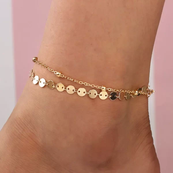 3-Piece Set Gold Color Simple Chain Anklets for Women – Beach Foot Jewelry - Image 6