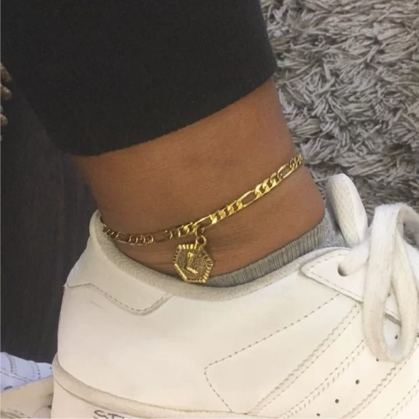 Dainty A-Z Letter Anklet – Hexagon Shaped Initial Ankle Bracelet - Image 2