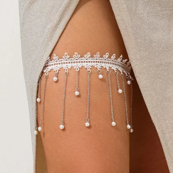 Ingemark Elegant Imitation Pearl Tassel Leg Thigh Chain