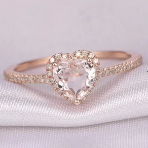 Classic Silver Color Cubic Zirconia Heart Shaped Wedding Rings