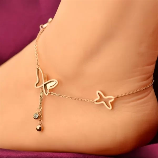 Summer Beach Leg Bracelet with Butterfly Pendant – Elegant Foot Chain Anklet