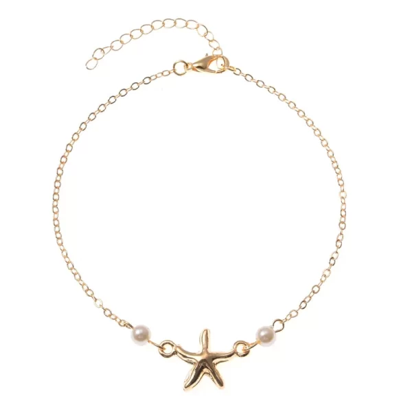 Trendy Gold Silver Color Pearl Star Accessory Anklets for Women - Image 3