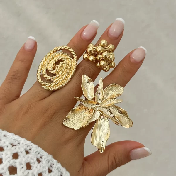 Unique Exaggerated Large Petal Flower Ring for Women