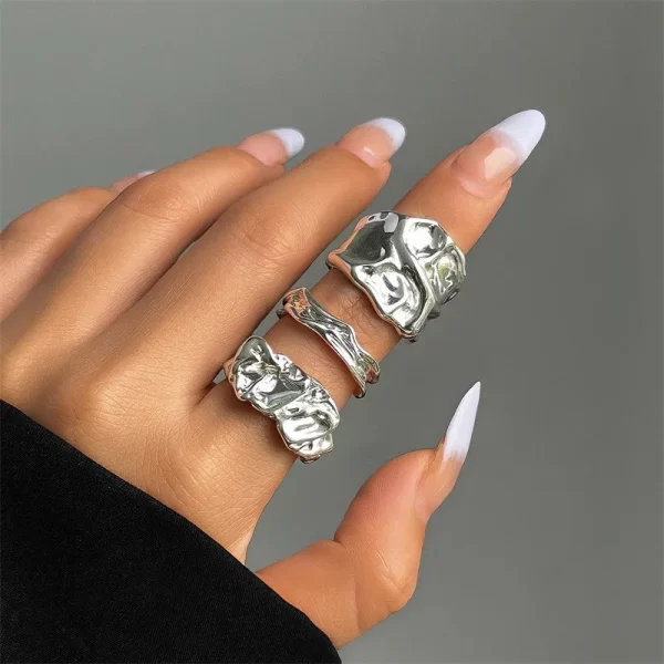 Punk Irregular Open Rings - Image 4