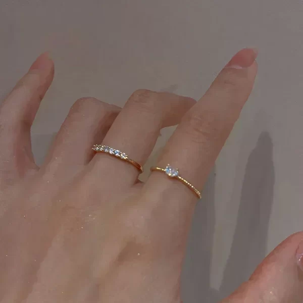 Gold Silver Color Heart Rings Set