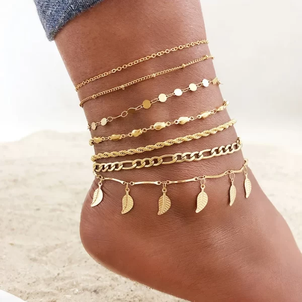 Gold Color Stainless Steel Chain Anklets for Women