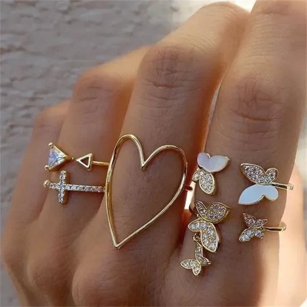 Crystal Rings Set – Vintage Butterfly - Image 3