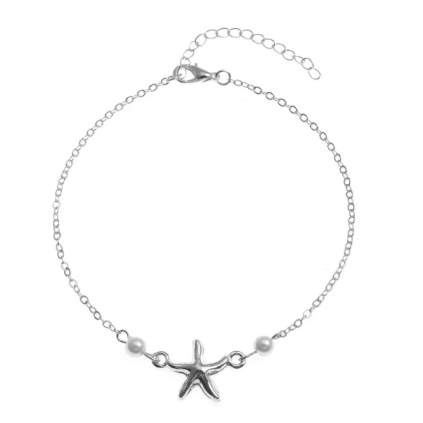 Trendy Gold Silver Color Pearl Star Accessory Anklets for Women - Image 4