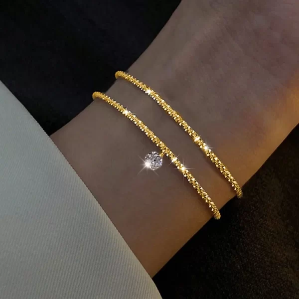 Sparkling Golden & Silver Color Bracelet Two-Piece Set - Image 2