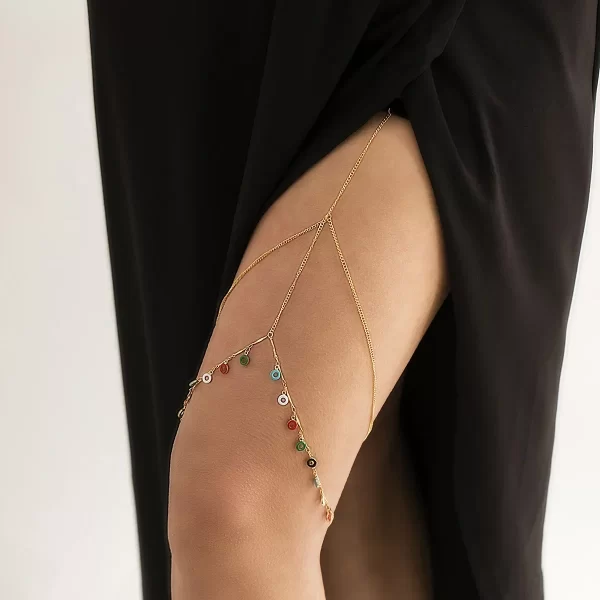 Boho Elastic Band Crystal Thigh Chain – Sexy - Image 3