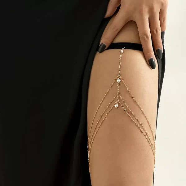 Boho Elastic Band Crystal Thigh Chain – Sexy - Image 4