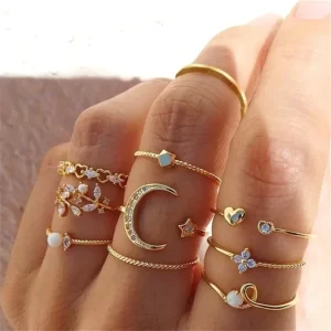 Crystal Rings Set – Vintage Butterfly